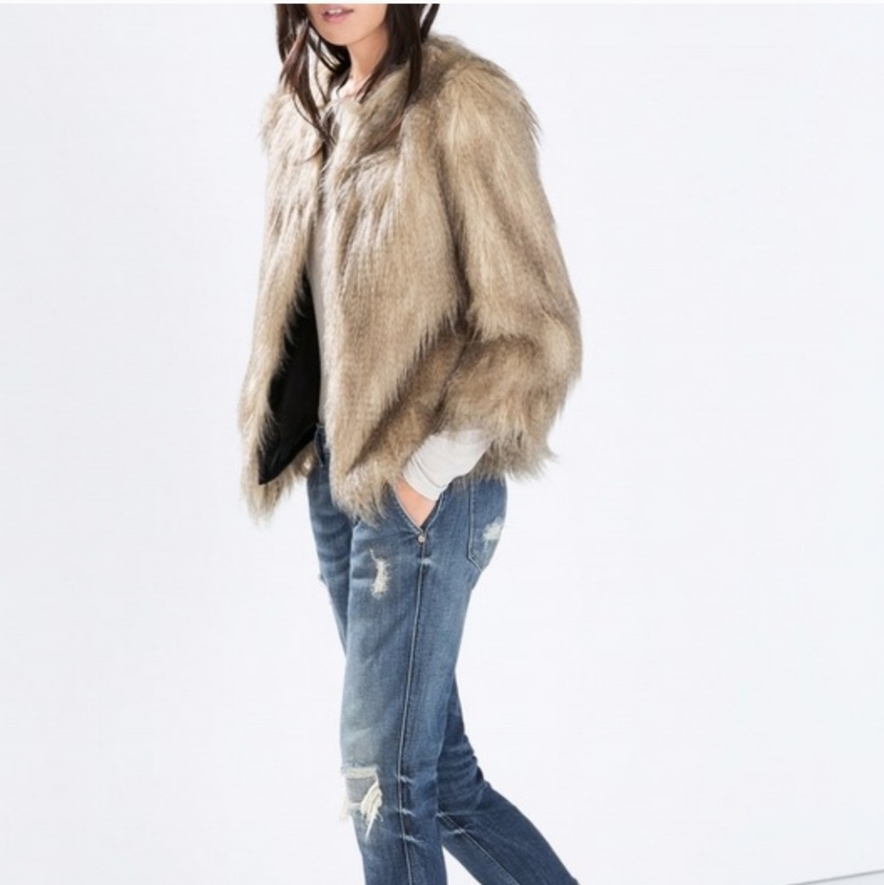 Zara Shaggy Faux Fur Jacket, Medium, NWOT
